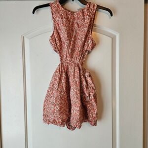 American Eagle Cutout Romper Shorts Womens Small Pink Floral Summer‎ Spring